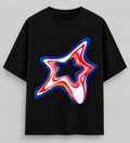 Blue Distorted Graphic T-Shirt