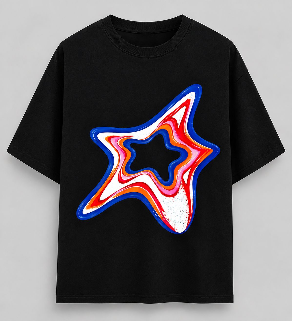 Blue Distorted Graphic T-Shirt