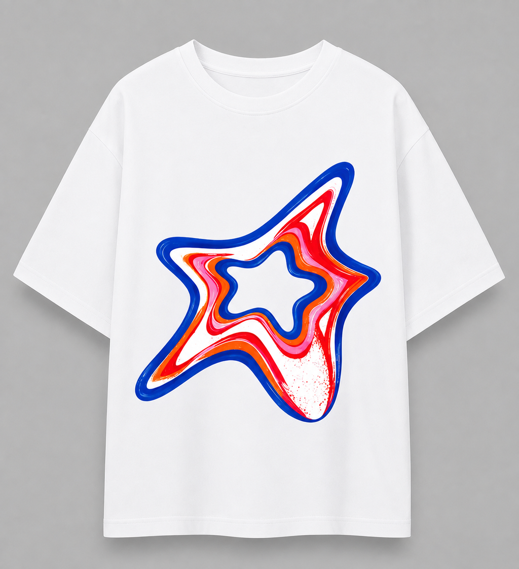 Blue Distorted Graphic T-Shirt